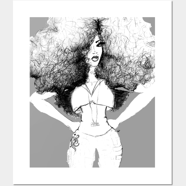 Super Natural Afro Long Hair Queen Wall Art by EllenDaisyShop